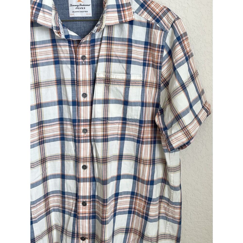 Tommy Bahama Mens Orange Striped Button Down Shirt Small 100% Cotton Pre-owned - Picture 4 of 12